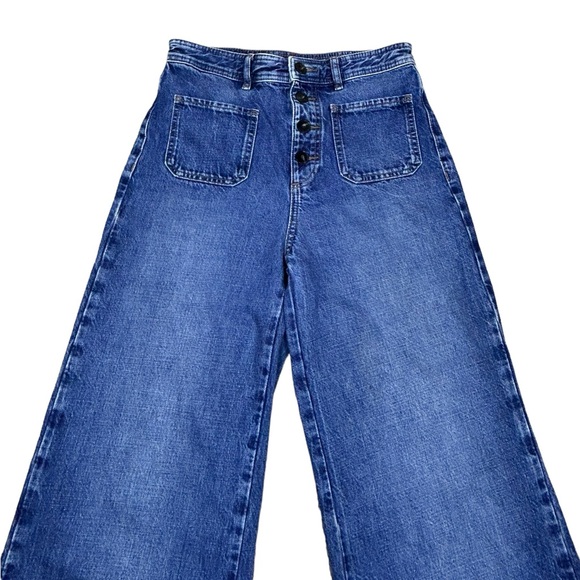 Massimo Dutti Womens Wide Leg Jeans with Pockets - High Rise - Mid Wash - Sz 4 - Picture 3 of 16